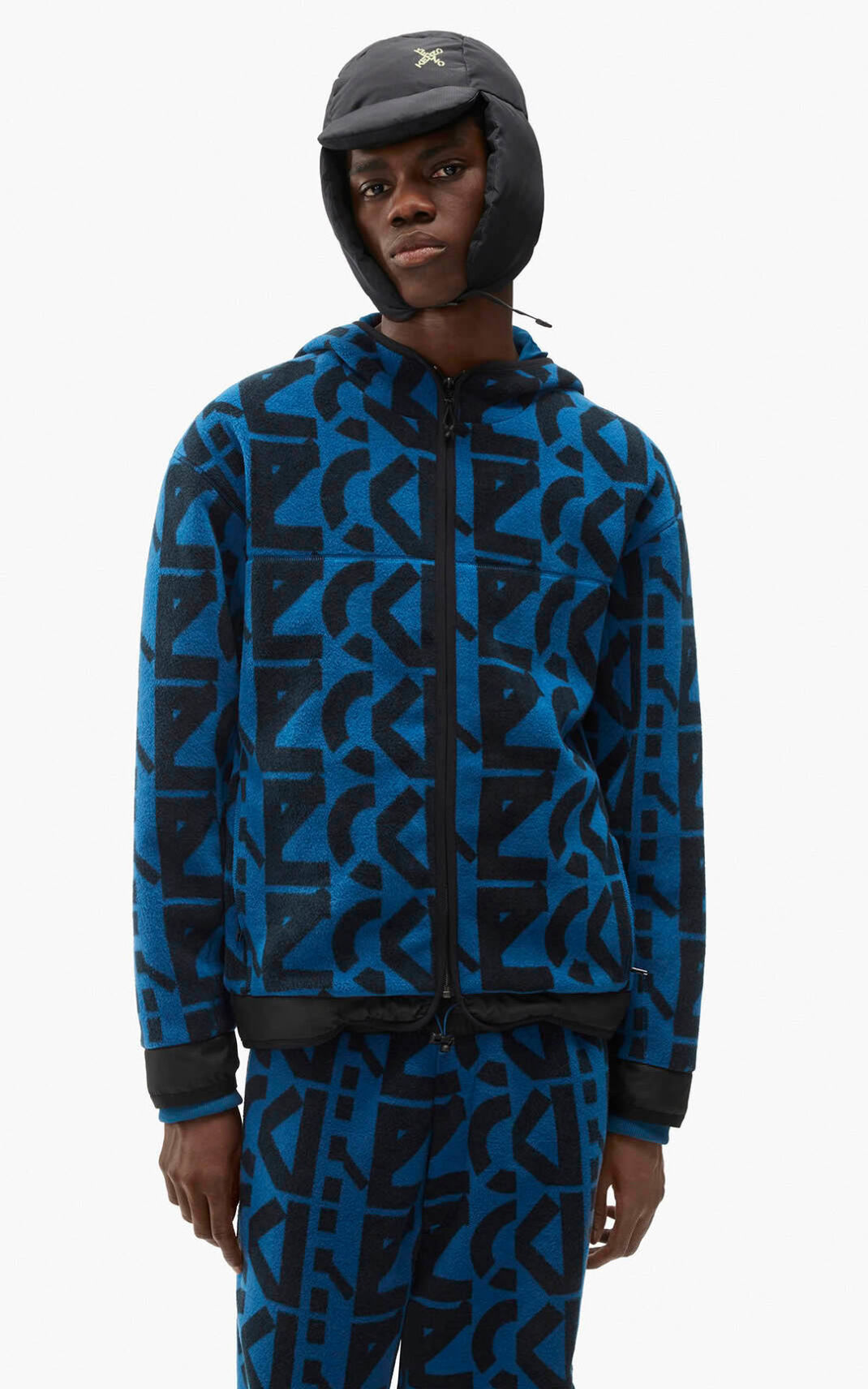 Veste De Survêtement Kenzo zip up monogram Homme Bleu Foncé | FEAD-70435